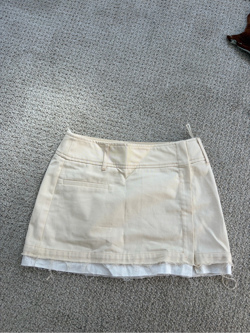 Zara Cream Mini Skirt with Layered Hem